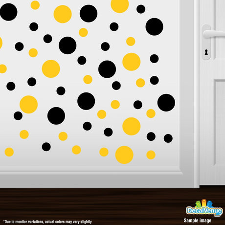 Black / Yellow Polka Dot Circles Wall Decals