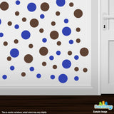 Blue / Chocolate Brown Polka Dot Circles Wall Decals | Polka Dot Circles | DecalVenue.com