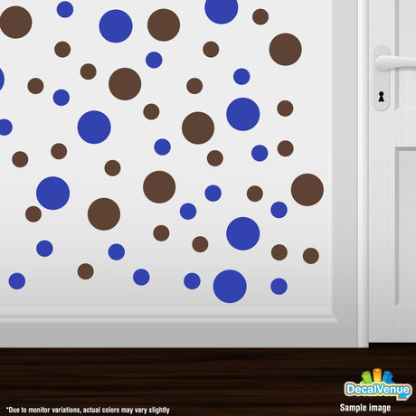 Blue / Chocolate Brown Polka Dot Circles Wall Decals