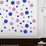 Blue / Lilac Polka Dot Circles Wall Decals