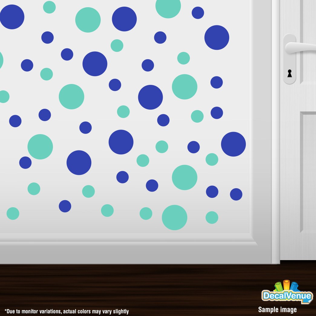 Blue / Mint Green Polka Dot Circles Wall Decals