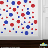 Blue / Red Polka Dot Circles Wall Decals