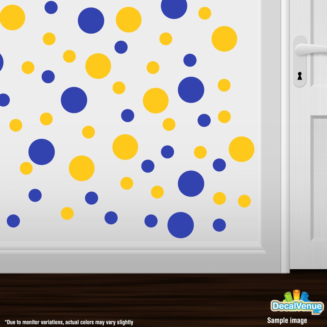 Blue / Yellow Polka Dot Circles Wall Decals