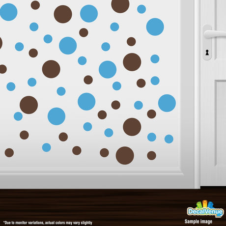 Chocolate Brown / Ice Blue Polka Dot Circles Wall Decals