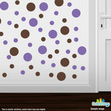 Chocolate Brown / Lavender Polka Dot Circles Wall Decals | Polka Dot Circles | DecalVenue.com