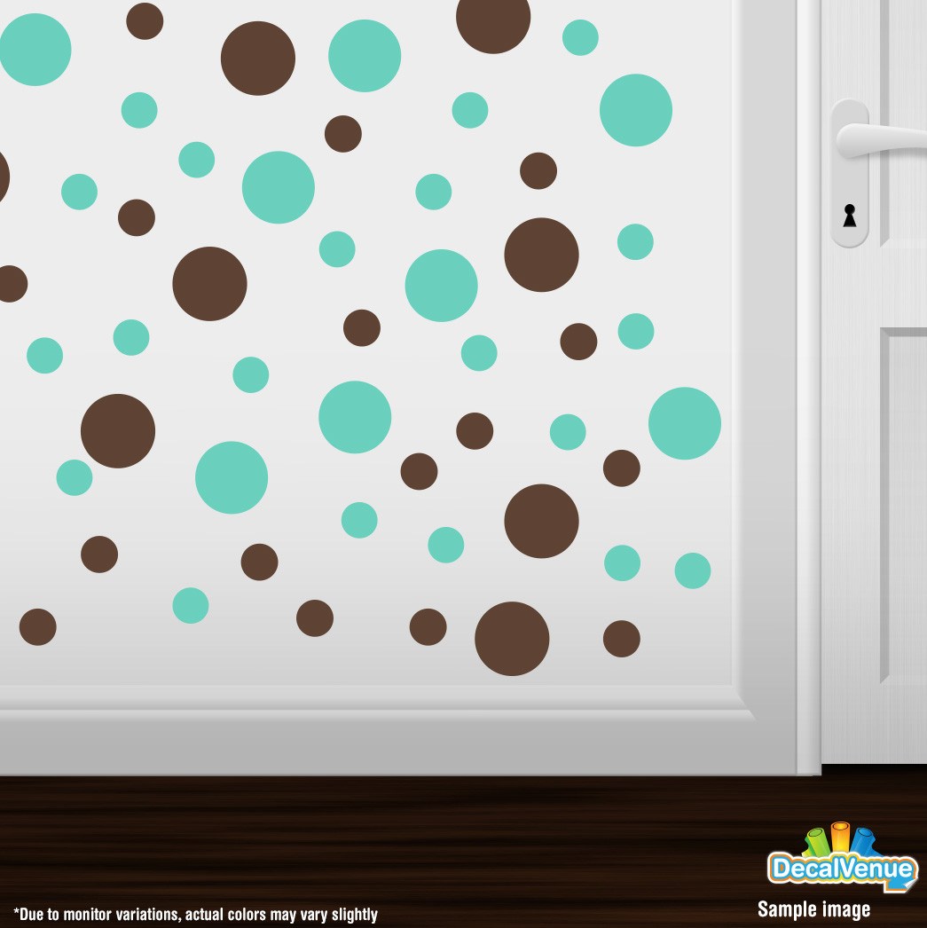 Chocolate Brown / Mint Green Polka Dot Circles Wall Decals