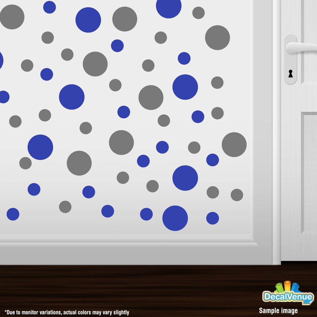 Grey / Blue Polka Dot Circles Wall Decals