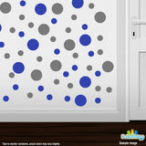 Grey / Blue Polka Dot Circles Wall Decals
