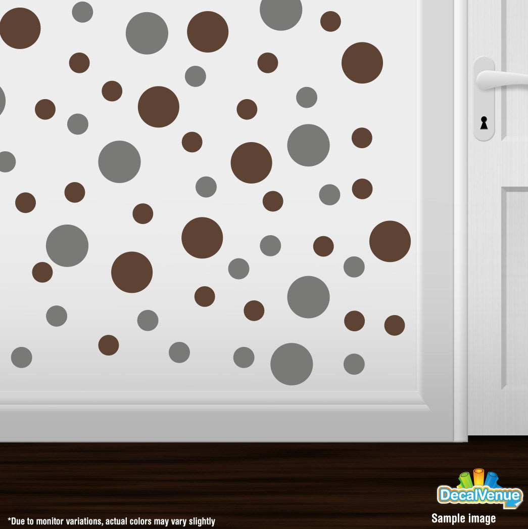 Grey / Chocolate Brown Polka Dot Circles Wall Decals
