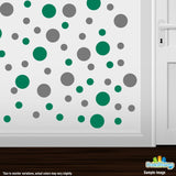 Grey / Green Polka Dot Circles Wall Decals | Polka Dot Circles | DecalVenue.com
