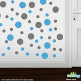 Grey / Ice Blue Polka Dot Circles Wall Decals