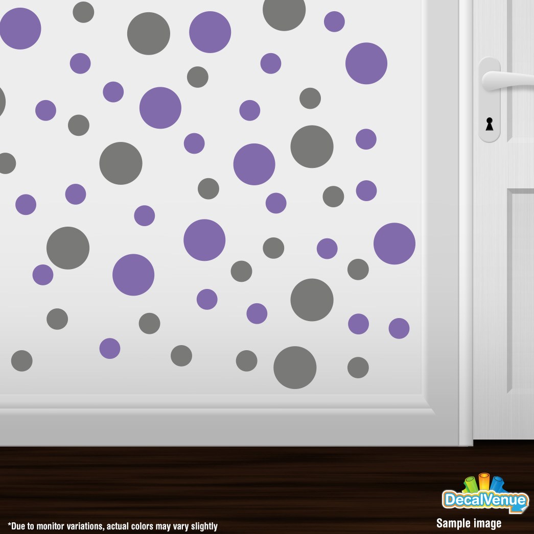 Grey / Lavender Polka Dot Circles Wall Decals | Polka Dot Circles | DecalVenue.com