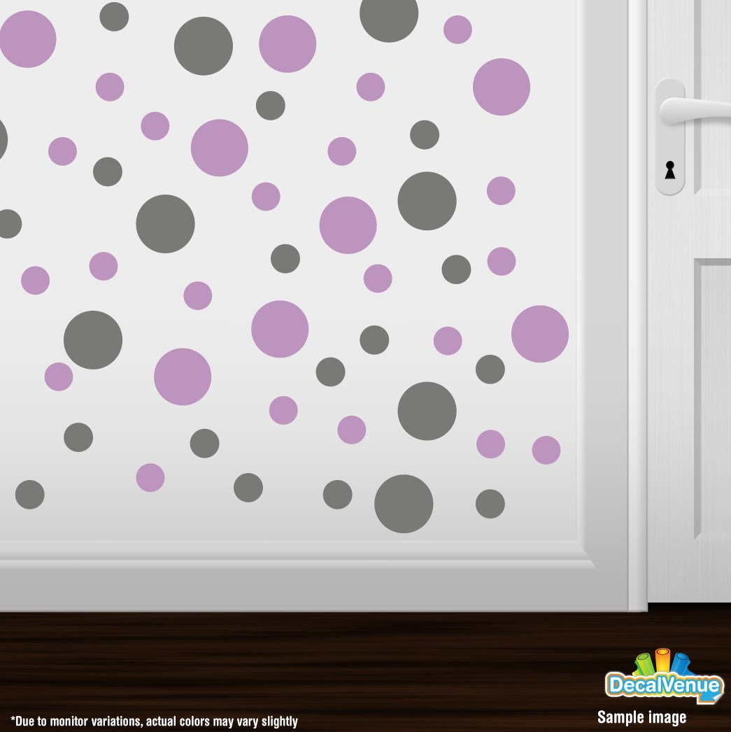 Grey / Lilac Polka Dot Circles Wall Decals | Polka Dot Circles | DecalVenue.com