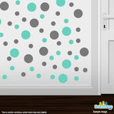 Grey / Mint Green Polka Dot Circles Wall Decals | Polka Dot Circles | DecalVenue.com