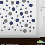 Grey / Navy Blue Polka Dot Circles Wall Decals | Polka Dot Circles | DecalVenue.com