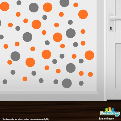 Grey / Orange Polka Dot Circles Wall Decals