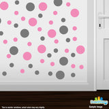 Grey / Pink Polka Dot Circles Wall Decals | Polka Dot Circles | DecalVenue.com