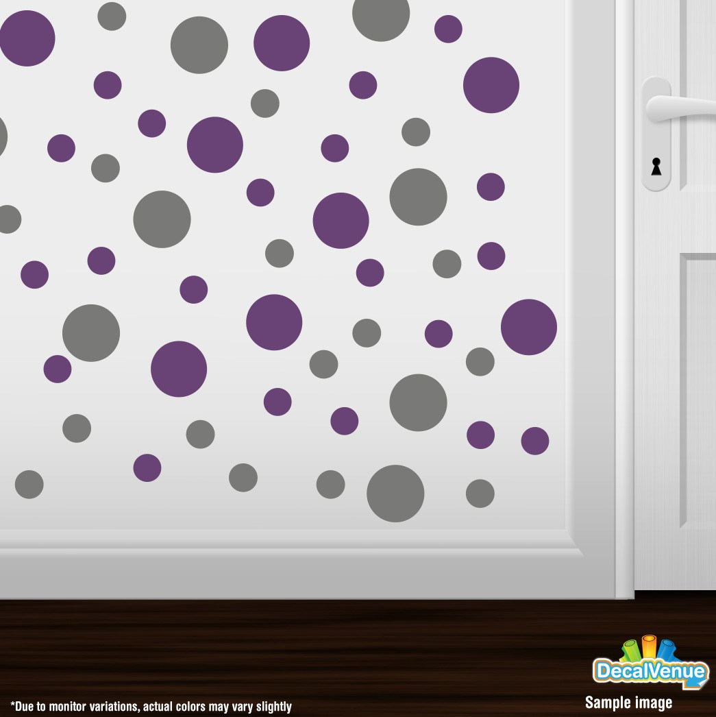Grey / Purple Polka Dot Circles Wall Decals | Polka Dot Circles | DecalVenue.com