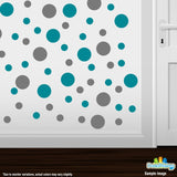 Grey / Turquoise Polka Dot Circles Wall Decals