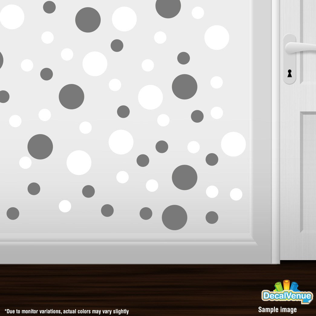 Grey / White Polka Dot Circles Wall Decals