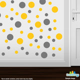 Grey / Yellow Polka Dot Circles Wall Decals