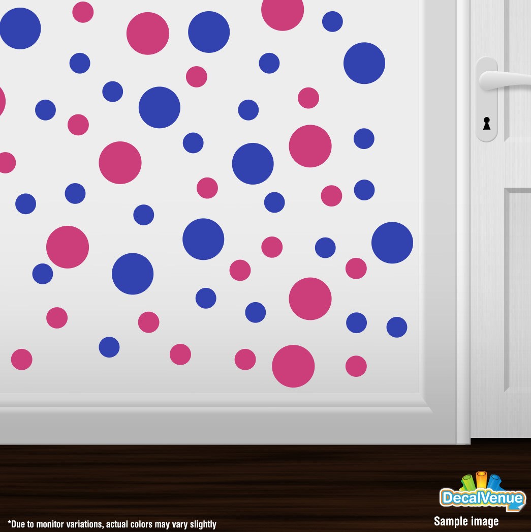 Hot Pink / Blue Polka Dot Circles Wall Decals