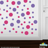 Hot Pink / Lavender Polka Dot Circles Wall Decals | Polka Dot Circles | DecalVenue.com