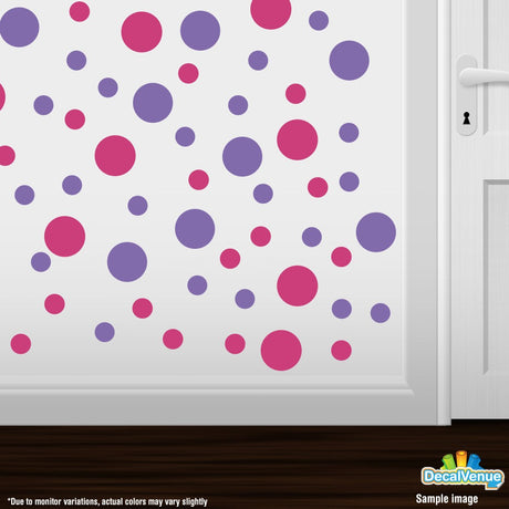 Hot Pink / Lavender Polka Dot Circles Wall Decals