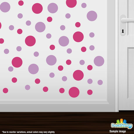 Hot Pink / Lilac Polka Dot Circles Wall Decals