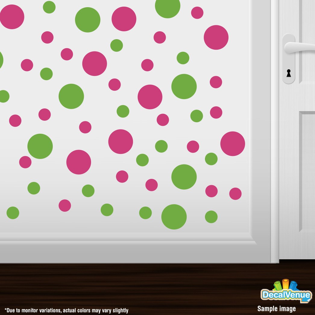 Hot Pink / Lime Green Polka Dot Circles Wall Decals | Polka Dot Circles | DecalVenue.com