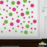 Hot Pink / Lime Green Polka Dot Circles Wall Decals
