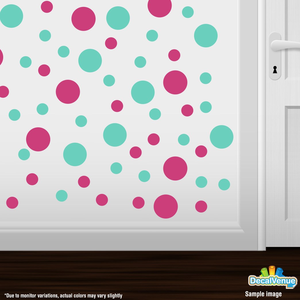 Hot Pink / Mint Green Polka Dot Circles Wall Decals | Polka Dot Circles | DecalVenue.com