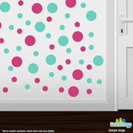 Hot Pink / Mint Green Polka Dot Circles Wall Decals