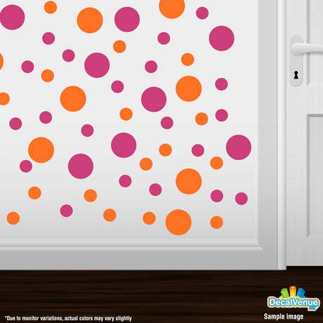 Hot Pink / Orange Polka Dot Circles Wall Decals
