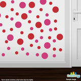 Hot Pink / Red Polka Dot Circles Wall Decals | Polka Dot Circles | DecalVenue.com