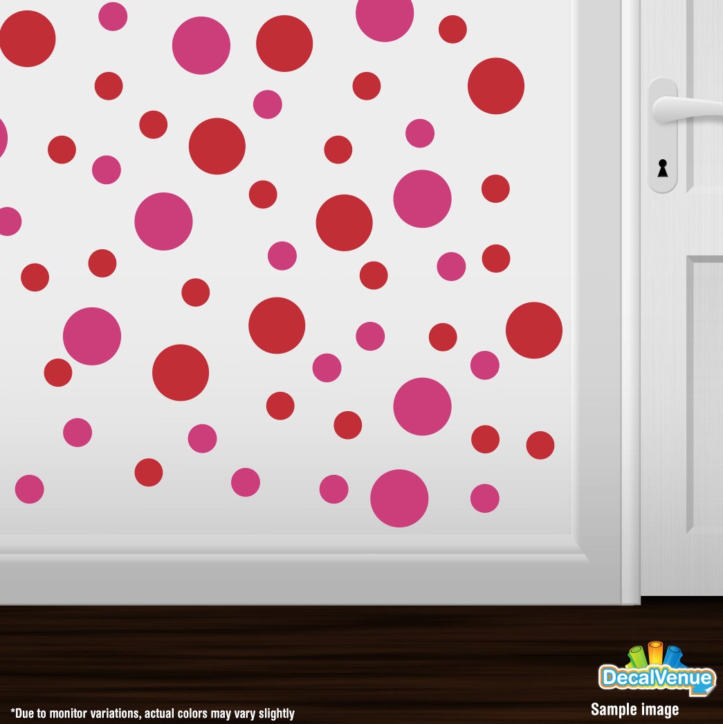 Hot Pink / Red Polka Dot Circles Wall Decals