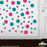 Hot Pink / Turquoise Polka Dot Circles Wall Decals