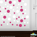 Hot Pink / White Polka Dot Circles Wall Decals | Polka Dot Circles | DecalVenue.com