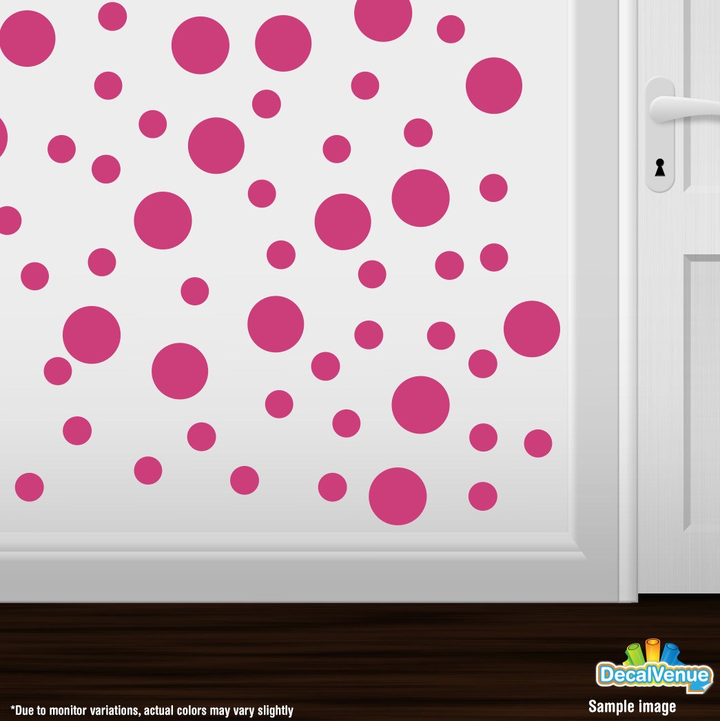 Hot Pink Polka Dot Circles Wall Decals