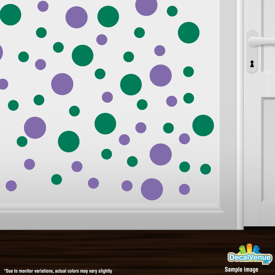Lavender / Green Polka Dot Circles Wall Decals