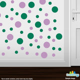 Lilac / Green Polka Dot Circles Wall Decals