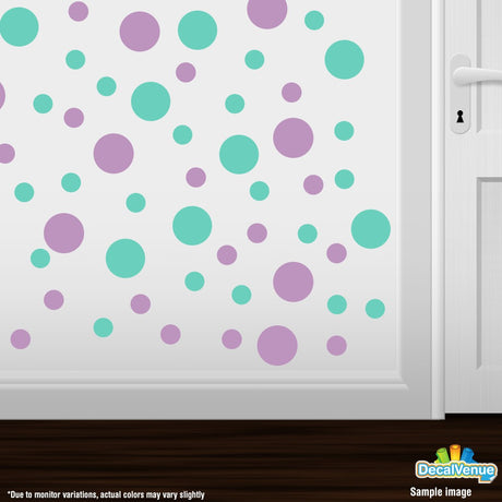 Lilac / Mint Green Polka Dot Circles Wall Decals