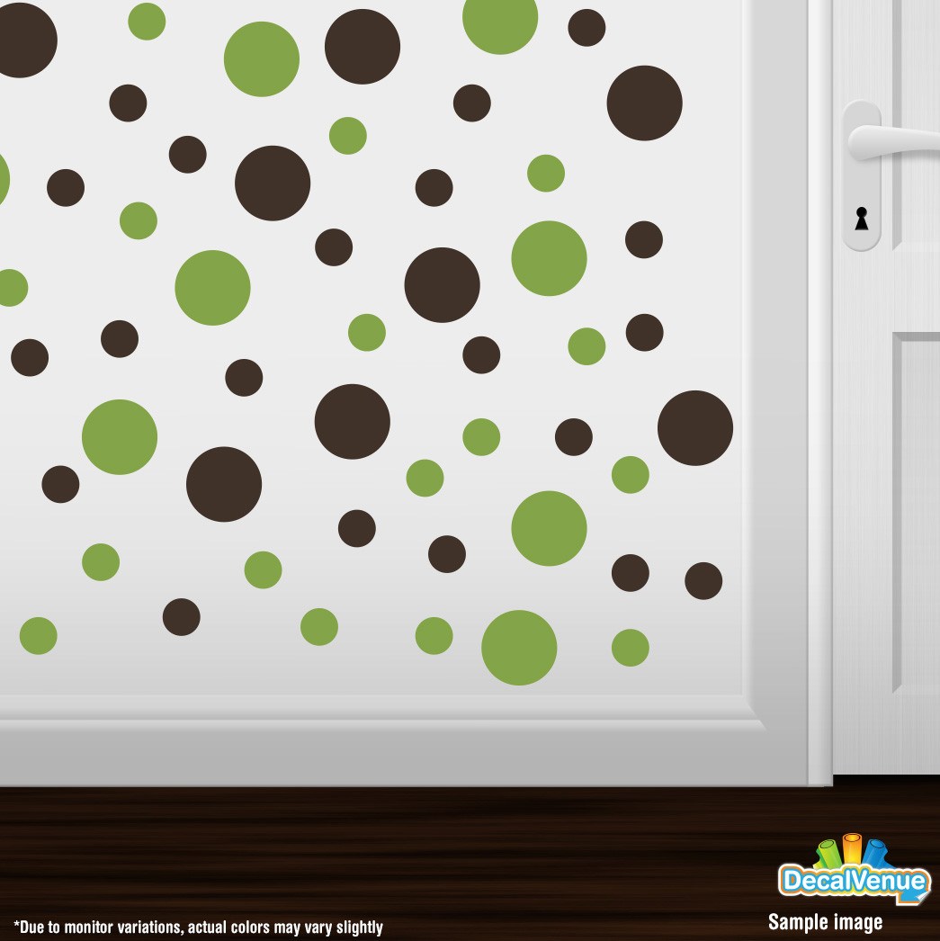 Lime Green / Chocolate Brown Polka Dot Circles Wall Decals