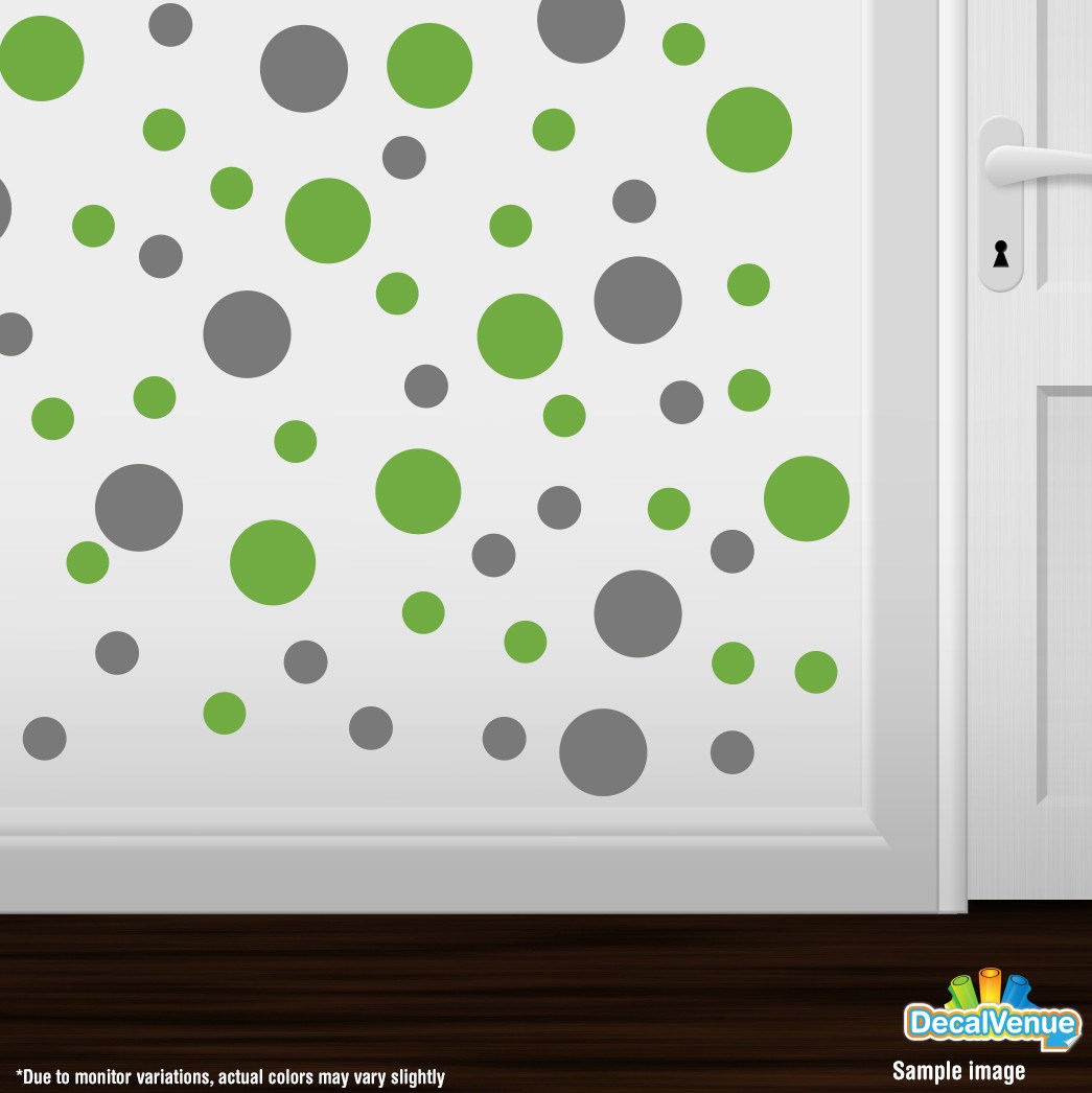 Lime Green / Grey Polka Dot Circles Wall Decals | Polka Dot Circles | DecalVenue.com