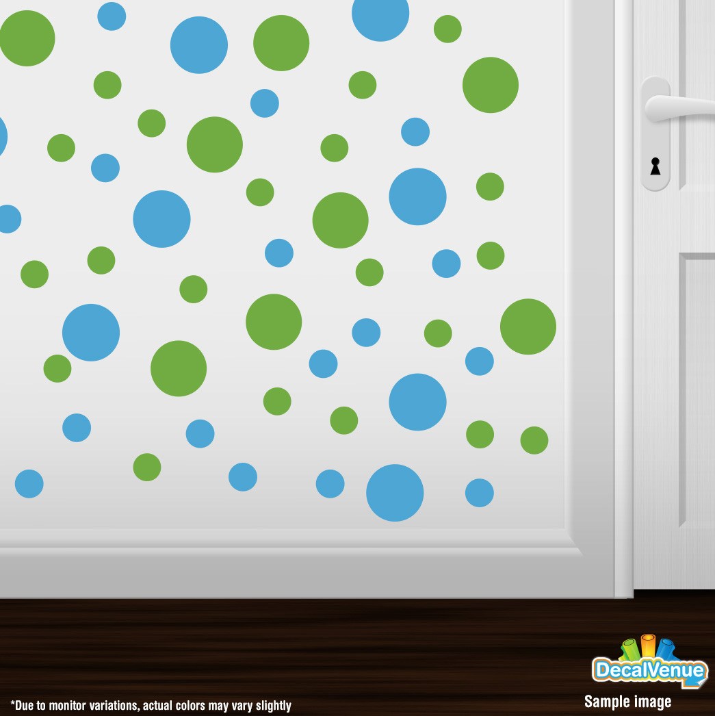 Lime Green / Ice Blue Polka Dot Circles Wall Decals | Polka Dot Circles | DecalVenue.com