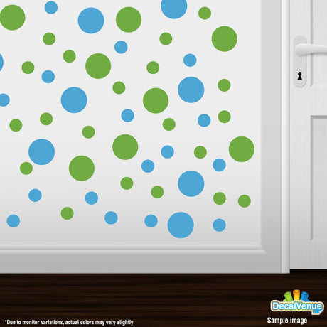 Lime Green / Ice Blue Polka Dot Circles Wall Decals