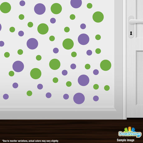 Lime Green / Lavender Polka Dot Circles Wall Decals