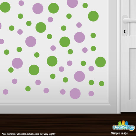 Lime Green / Lilac Polka Dot Circles Wall Decals