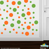 Lime Green / Orange Polka Dot Circles Wall Decals