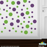 Lime Green / Purple Polka Dot Circles Wall Decals